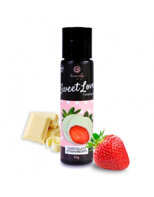  secret play : gel comestible chocolat blanc aux fraises