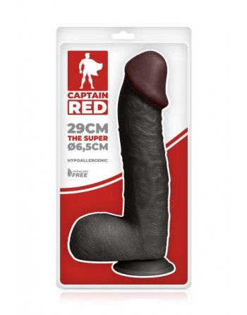 Gode géant noir 30cm The Super Captain Red
