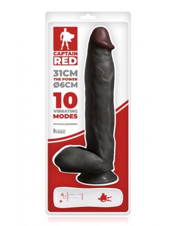 Vibromasseur noir 31cm The Power Captain Red