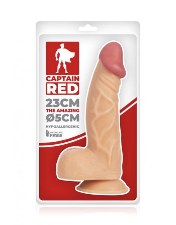 Gode réaliste ventouse 23cm Amazing Captain Red