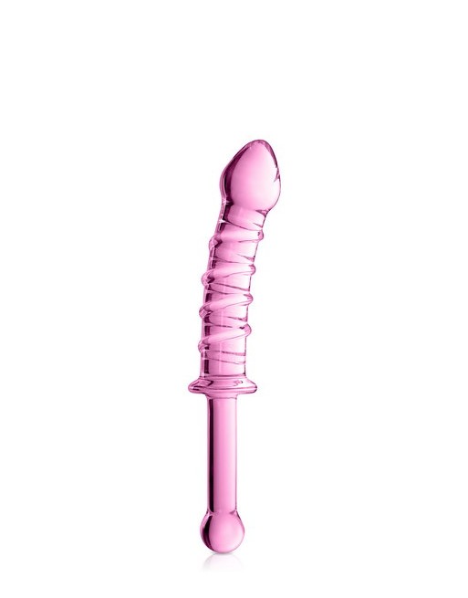 Dildo en verre avec poignée Glossy Toys 16 Pink