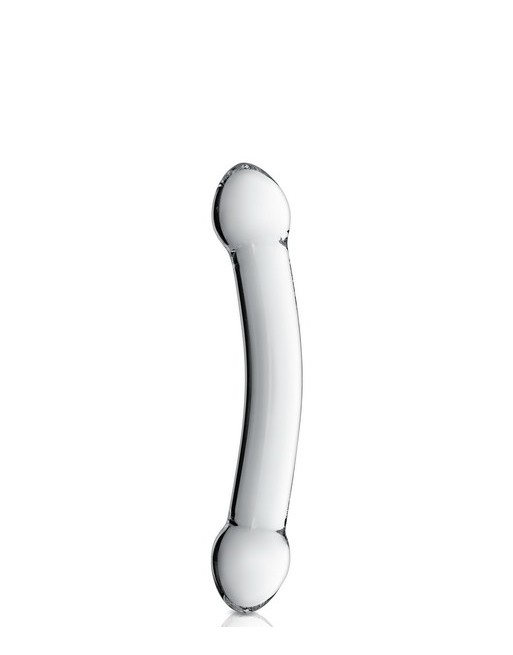 Double dildo incurvé en verre Glossy Toys 7 Clear