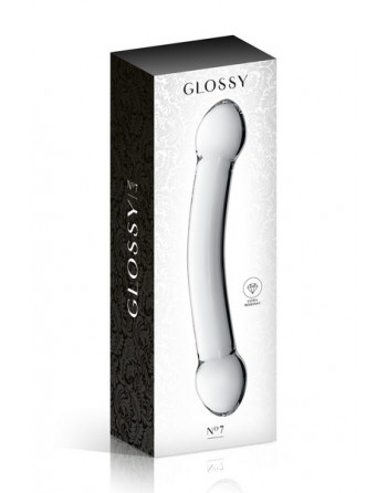 Double dildo incurvé en verre Glossy Toys 7 Clear