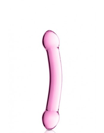 Double dildo incurvé en verre Glossy Toys 7 Pink