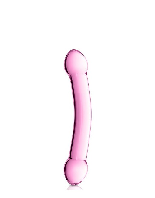 Double dildo incurvé en verre Glossy Toys 7 Pink