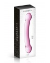 Double dildo incurvé en verre Glossy Toys 7 Pink