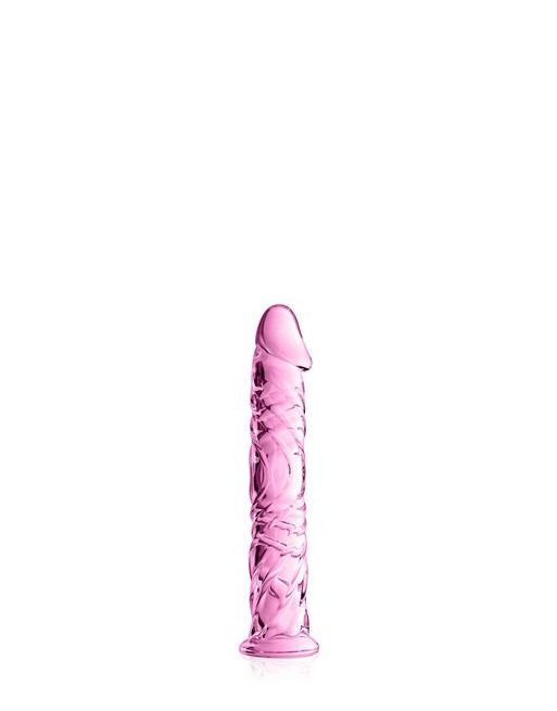 Dildo en verre gland et veines Glossy Toys 4 Pink