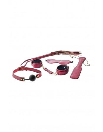 Kit 5 pièces BDSM soft simili cuir Rouge Bordeaux