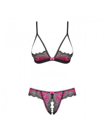 tulia ensemble ouvert 2 pcs  noir & fuchsia