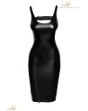 Robe midi moulante wetlook zip fente F251-M