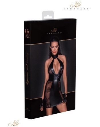 Robe wetlook micro résille floquée fleures décolleté F238-S