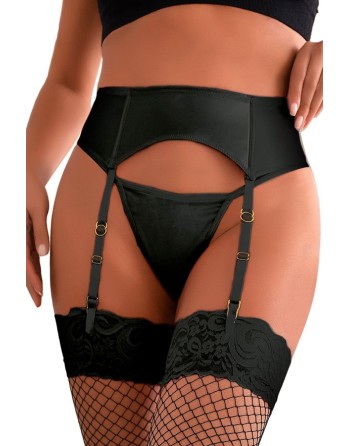 PORTE JARRETELLES +STRING WETLOOK NOIR