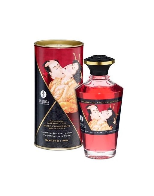 Huile chauffante Massage Aphrodisiaque Fraise vin pétillant