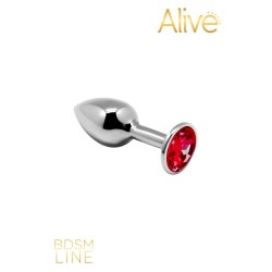 Metal Butt Plug Argent/Rouge M