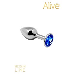 Metal Butt Plug Argent/Bleu L