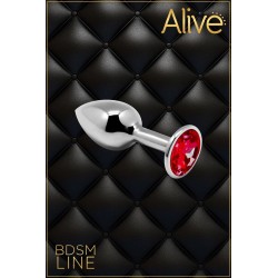 Metal Butt Plug Argent/Rouge S