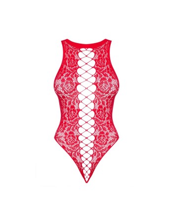  en lingerie sexy   b120 body rouge ouvert d'obsessive