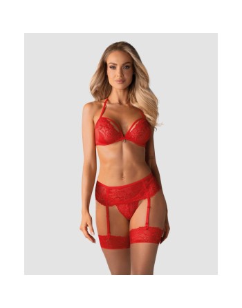 ensemble de lingerie 3 pièces rouge de la collection obsessive 838