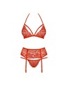 ensemble de lingerie 3 pièces rouge de la collection obsessive 838