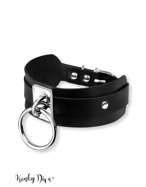 O Ring Collier noir anneau argent