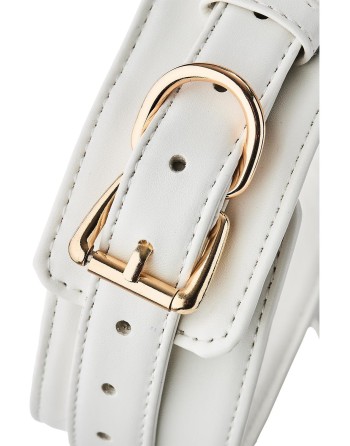 Collier et laisse simili cuir Blanc