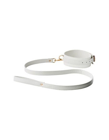 Collier et laisse simili cuir Blanc