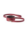 Collier et laisse simili cuir Rouge Bordeaux