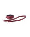 Collier et laisse simili cuir Rouge Bordeaux