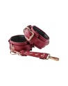 Menottes chevilles simili cuir Rouge Bordeaux