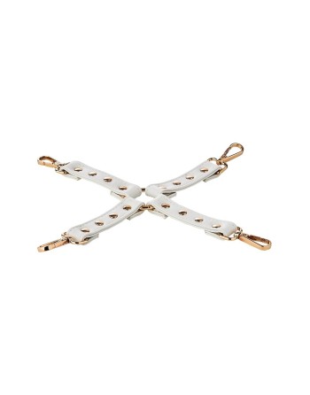 Sangle croix pour Menottes poignets et chevilles simili cuir Blanc