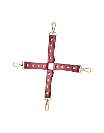 Sangle croix pour Menottes poignets et chevilles simili cuir Rouge Bordeaux