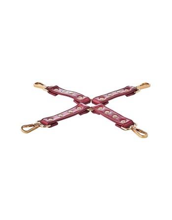 Sangle croix pour Menottes poignets et chevilles simili cuir Rouge Bordeaux