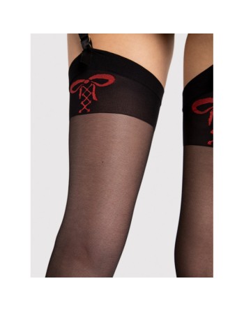 incontra bas noir fiore jarretiere coeur rouge