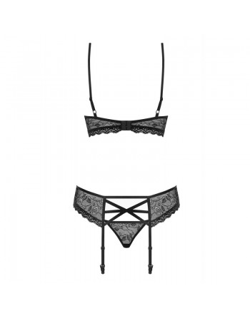  obsessive : ensemble noir à fleur semi transparent avec bijou