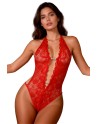Body ouvert en dentelle rouge (taille unique)