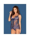  lingerie sexy : flowlace babydoll  bleu